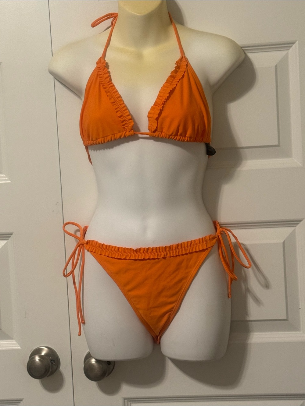 Nasty Gal Bright Orange Ruffle Bikini Set